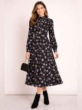 ERDEM Nolene floral long sleeves dress size 12 PS2021099DBLJX